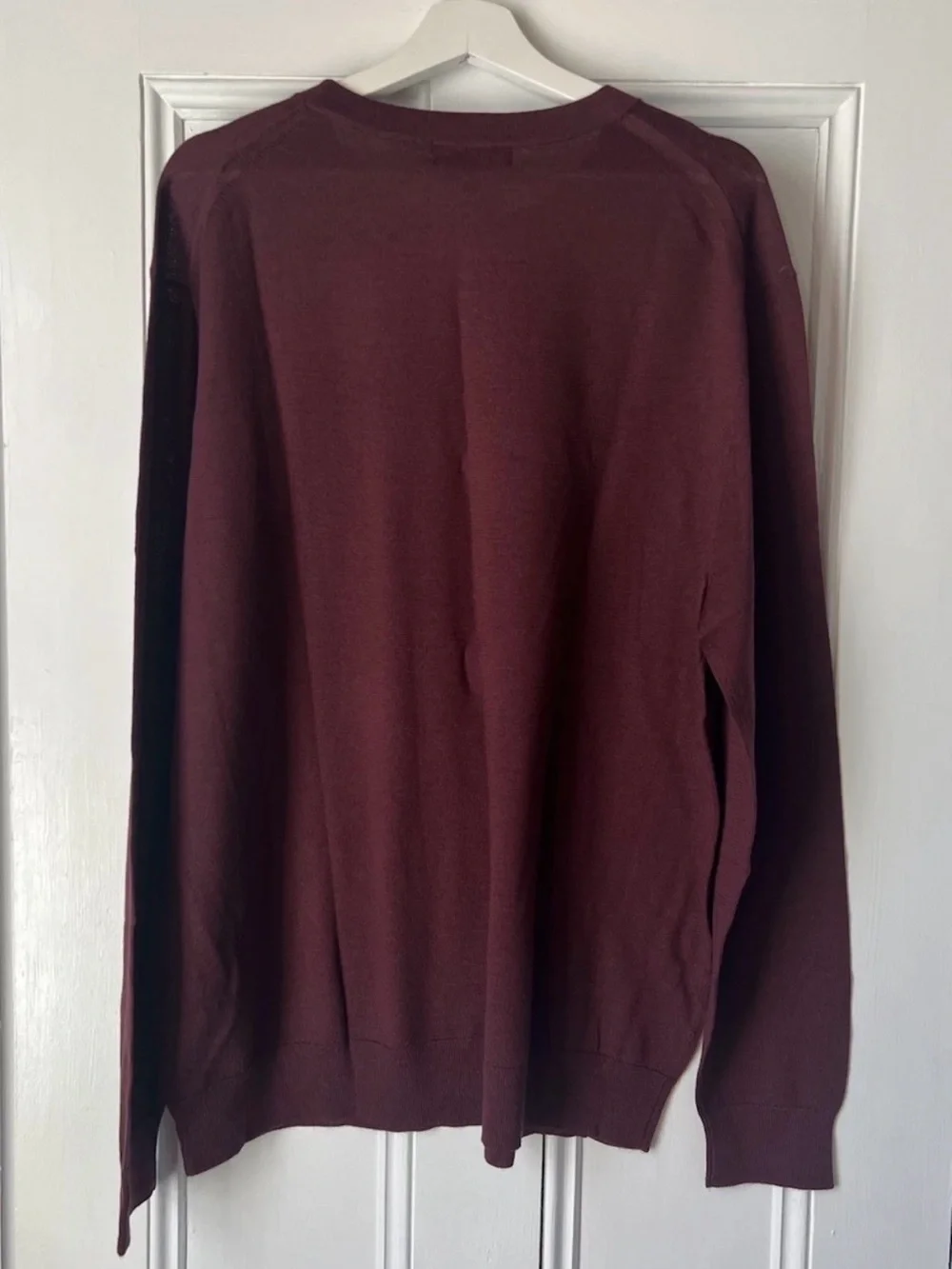 NWT Banana Republic Men’s Crew Neck 100% Marino Wool Sweater XXL Maroon Burgundy